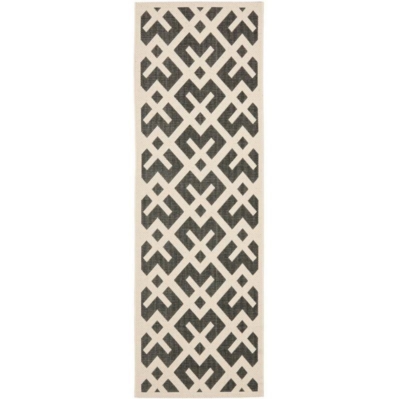 Safavieh Courtyard Black Indoor Outdoor Rug Runner 2'3" x 8' Homesquare