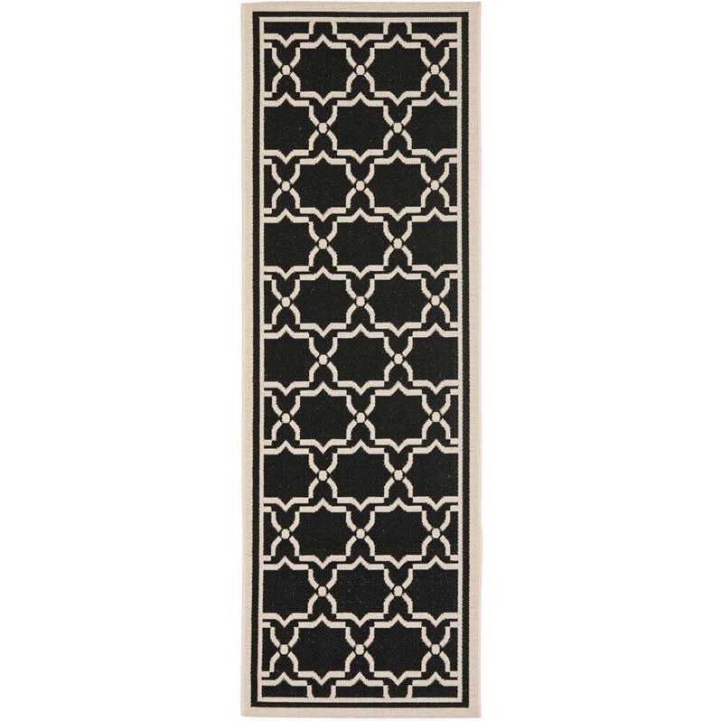 Safavieh Courtyard Black Indoor Outdoor Rug Runner 2'3" x 8' Homesquare