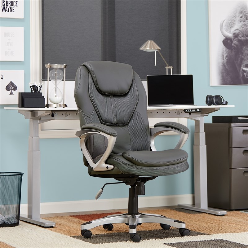 Serta Works Executive Office Chair in Mesh Light Gray Homesquare