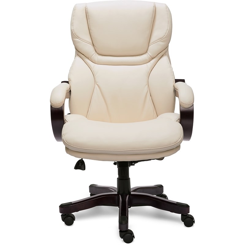 serta big and tall executive office chair in ivory bonded leather chr200059