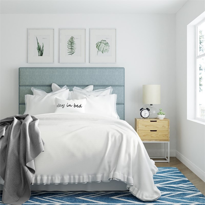 Serta Palisades King Upholstered Headboard in Light Blue Homesquare