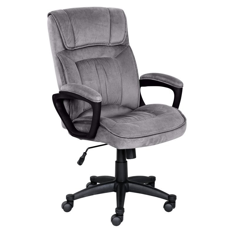 Serta Hannah Office Chair Velvet Gray Microfiber Homesquare