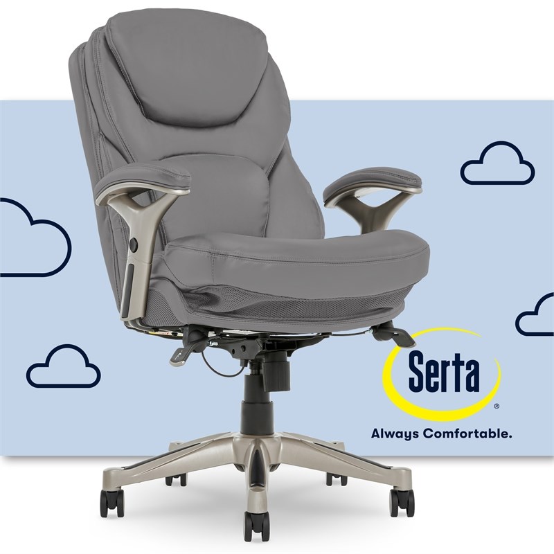 Serta Ergonomic Executive Office Chair with Back in Motion Technology Gray  | Homesquare