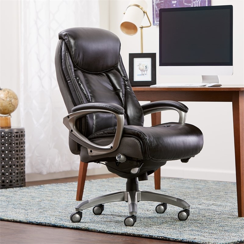 Serta Lautner Traditional Faux Leather Gray Executive Office Chair ...