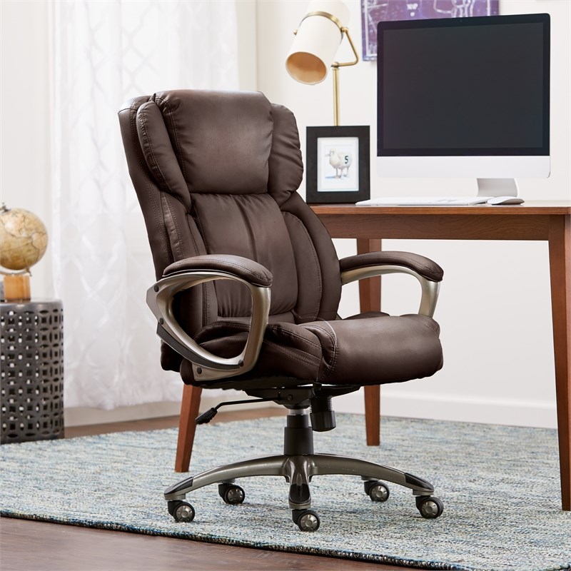 serta works executive office chair bonded leather brown