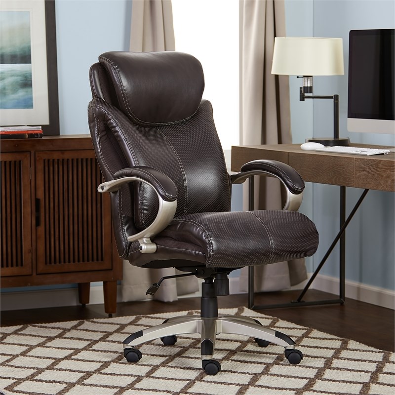 Serta AIR Executive Office Chair in Brown Bonded Leather Homesquare