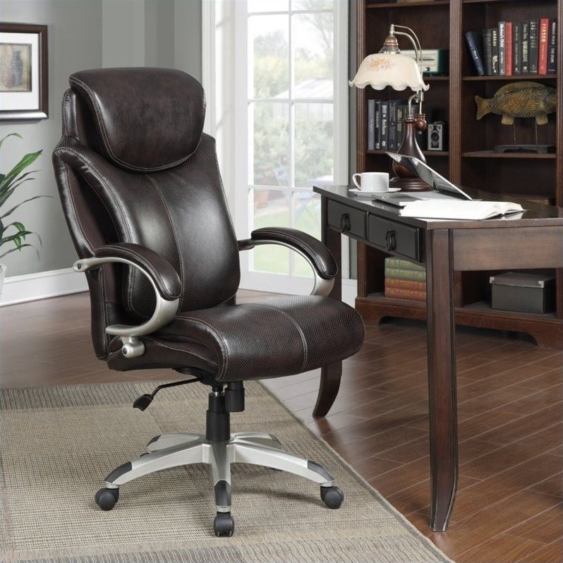 serta air executive office chair in brown bonded leather 43809