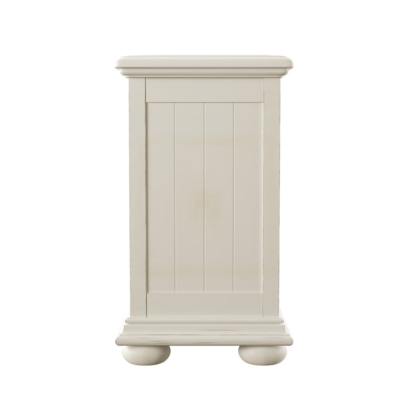 Coastal Chairside Wood Chest in White Linen | Homesquare