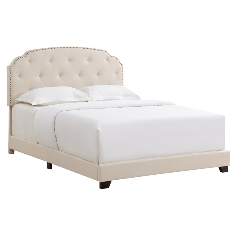 home fare tufted nailhead trimmed king bed in warm grey - ds-d283-291-461