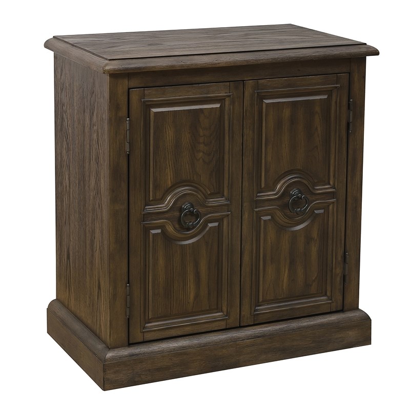 Home Fare Two Door Carved Wood Accent Chest In Oak Brown Homesquare   1987532 2 L 