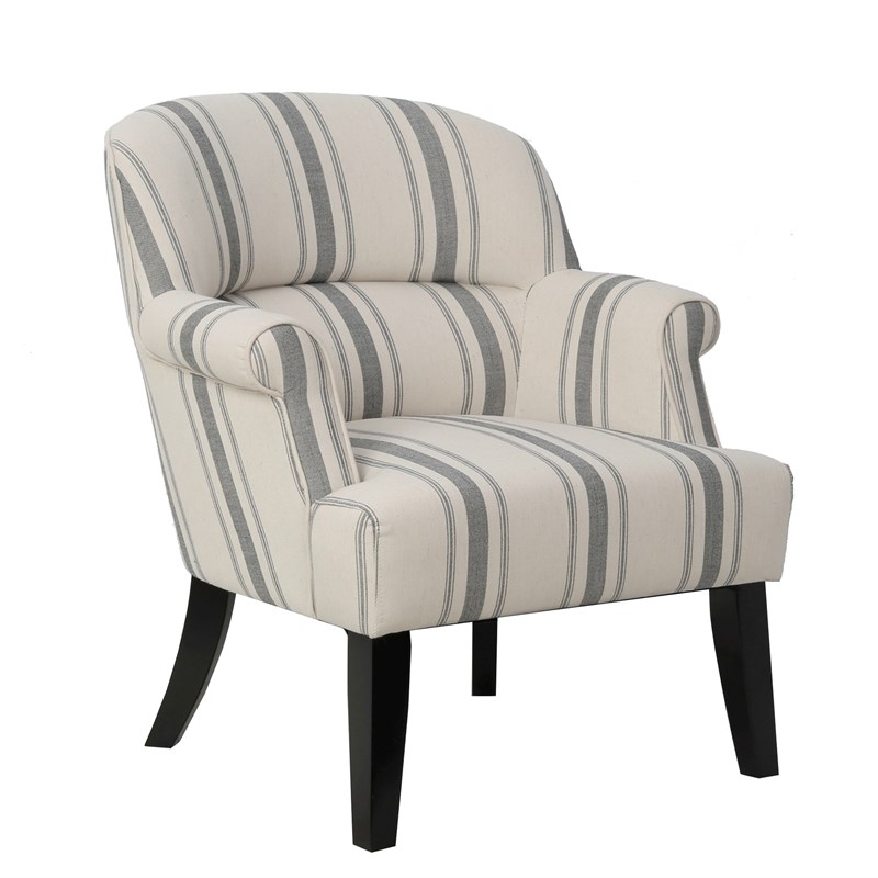 Home Fare Upholstered Roll Arm Accent Chair in Cambridge Black Stripe
