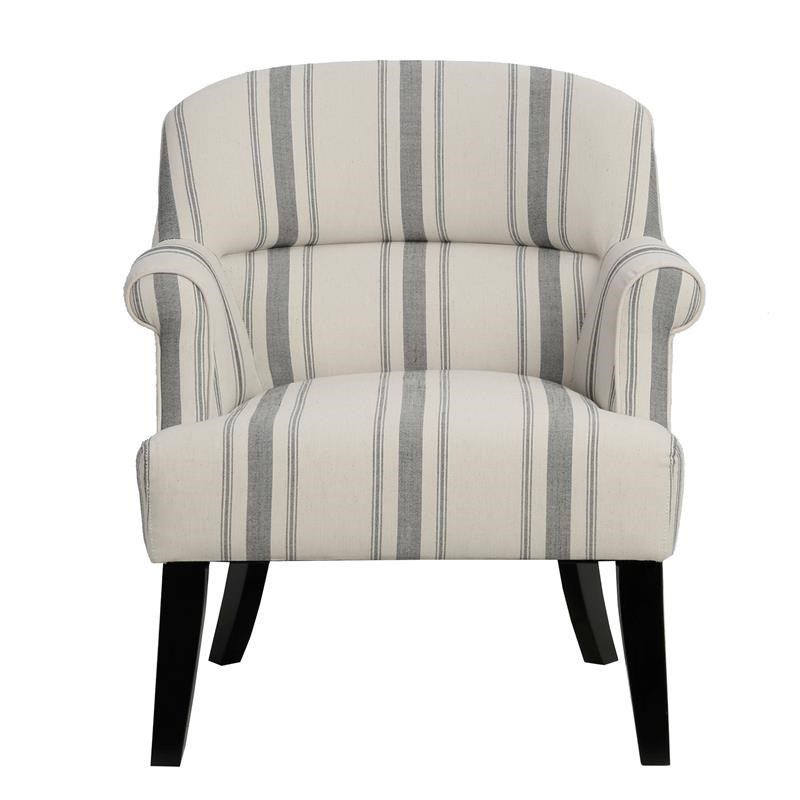 Home Fare Upholstered Roll Arm Accent Chair in Cambridge Black Stripe