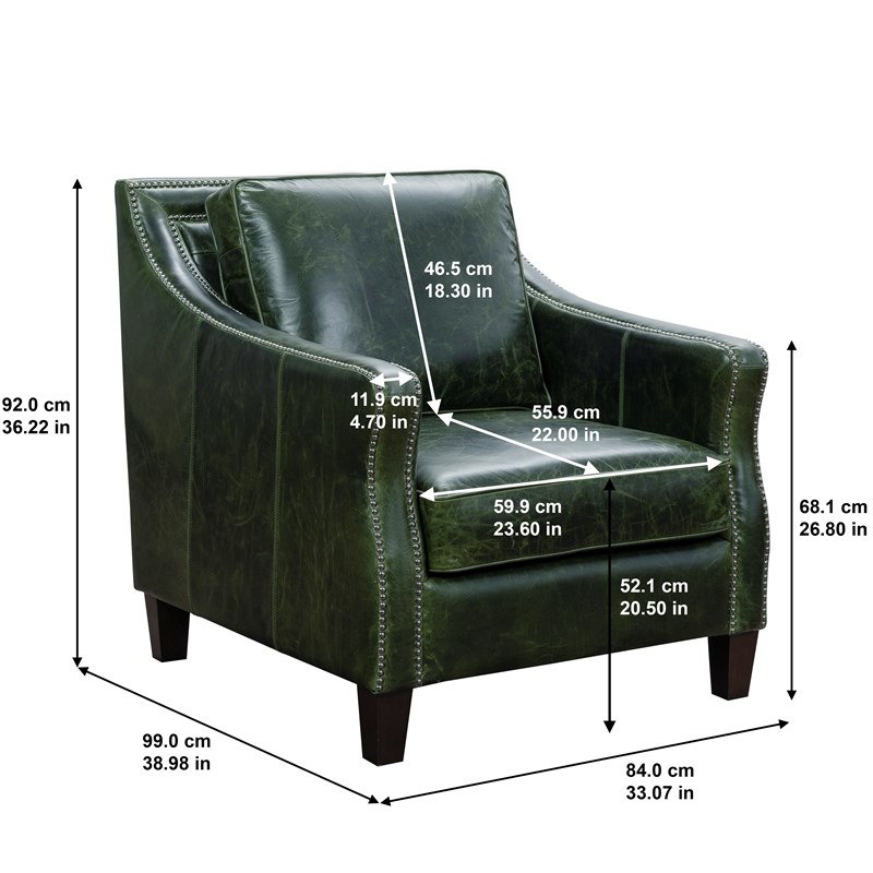 Home Fare Miles Leather Accent Chair in Fescue Green