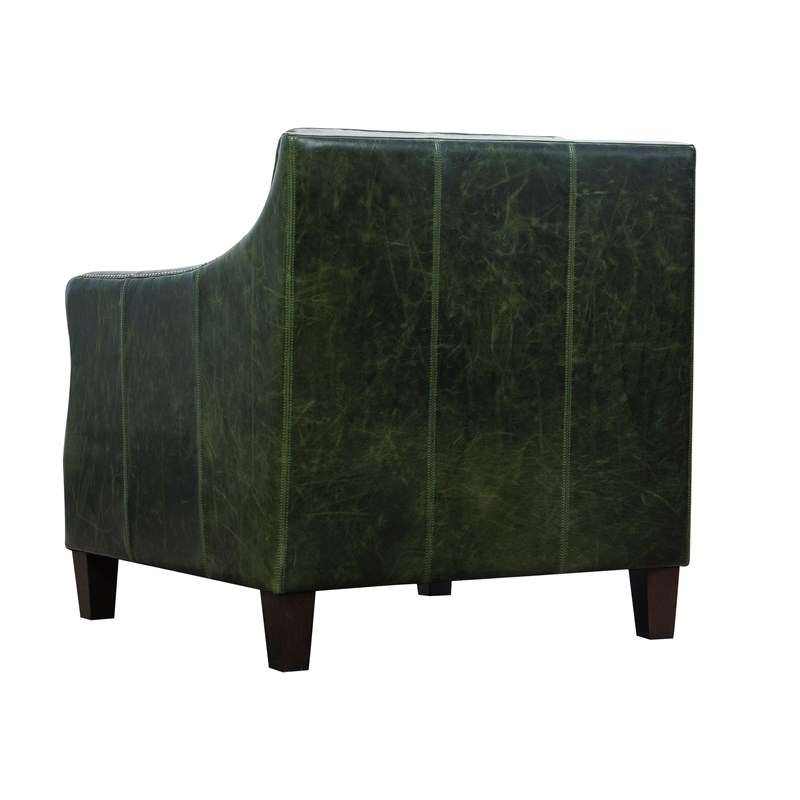 Home Fare Miles Leather Accent Chair in Fescue Green