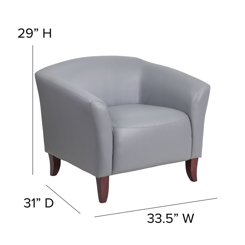 Flash Furniture Leather Reception Chair in Gray