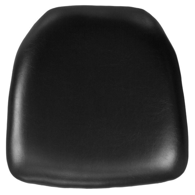 Flash Furniture Hard Chiavari Faux Leather Seat Cushion in Black