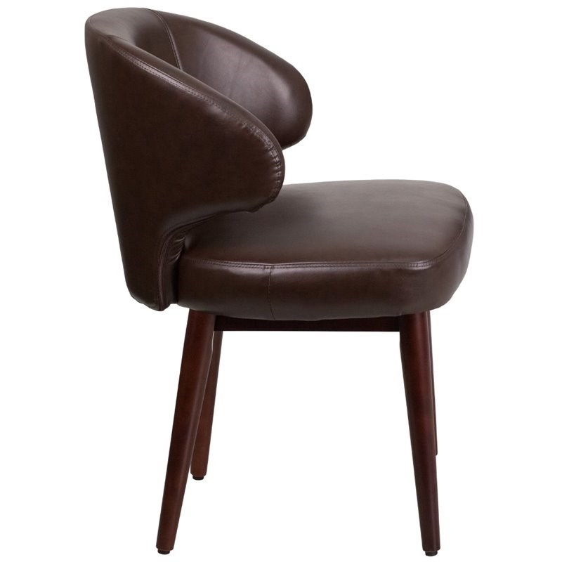 Flash Furniture Leather Lounge Chair in Brown and Walnut