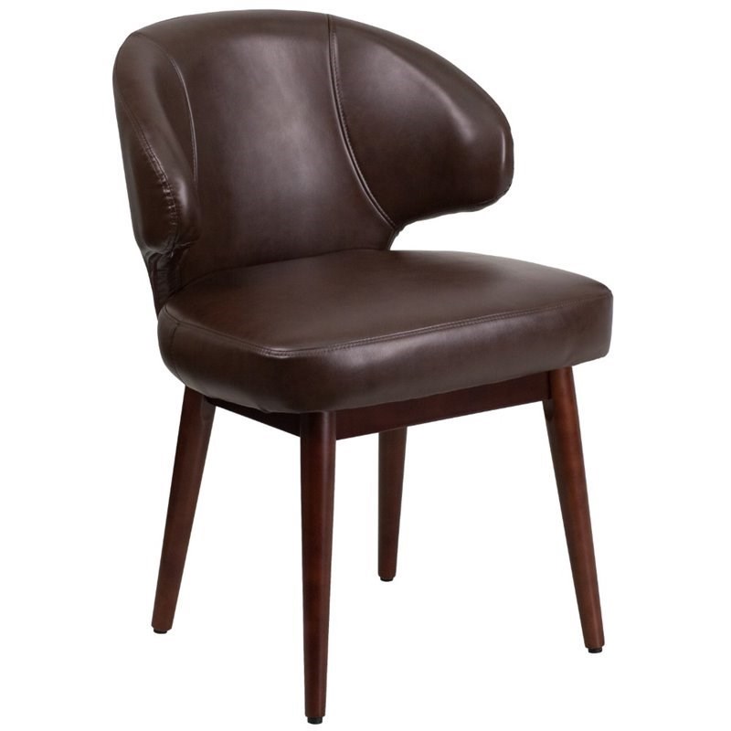 Flash Furniture Leather Lounge Chair in Brown and Walnut