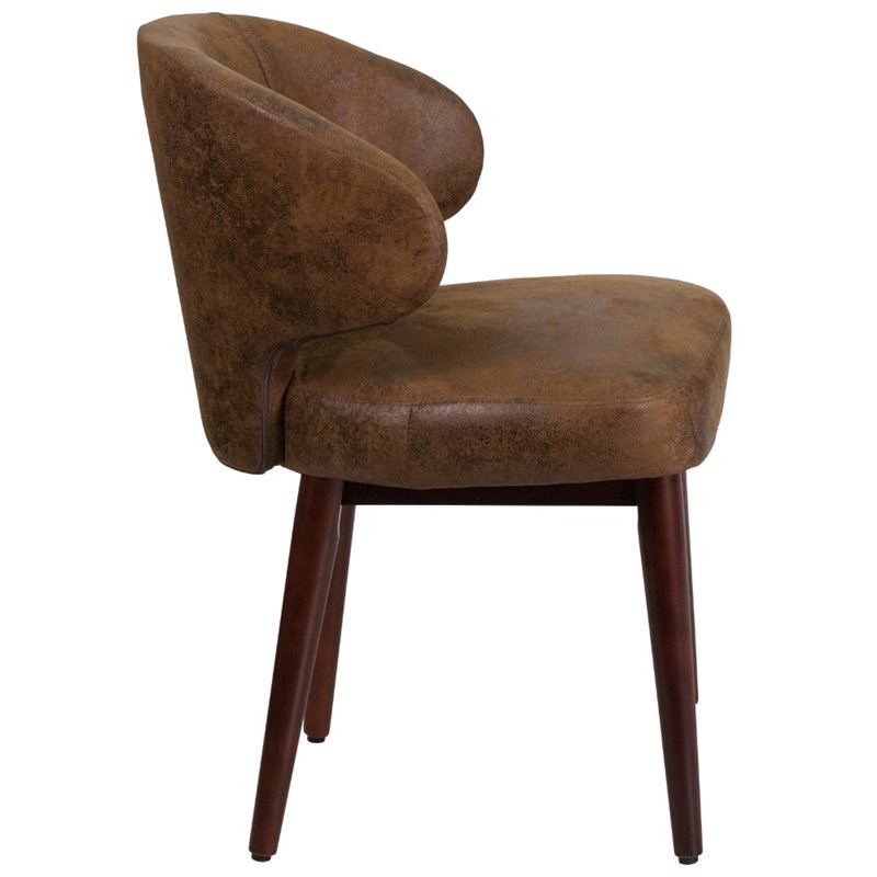 Flash Furniture Bomber Microfiber Lounge Chair in Brown and Walnut