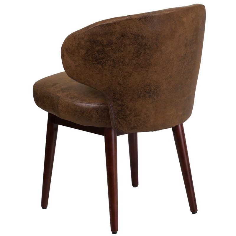 Flash Furniture Bomber Microfiber Lounge Chair in Brown and Walnut