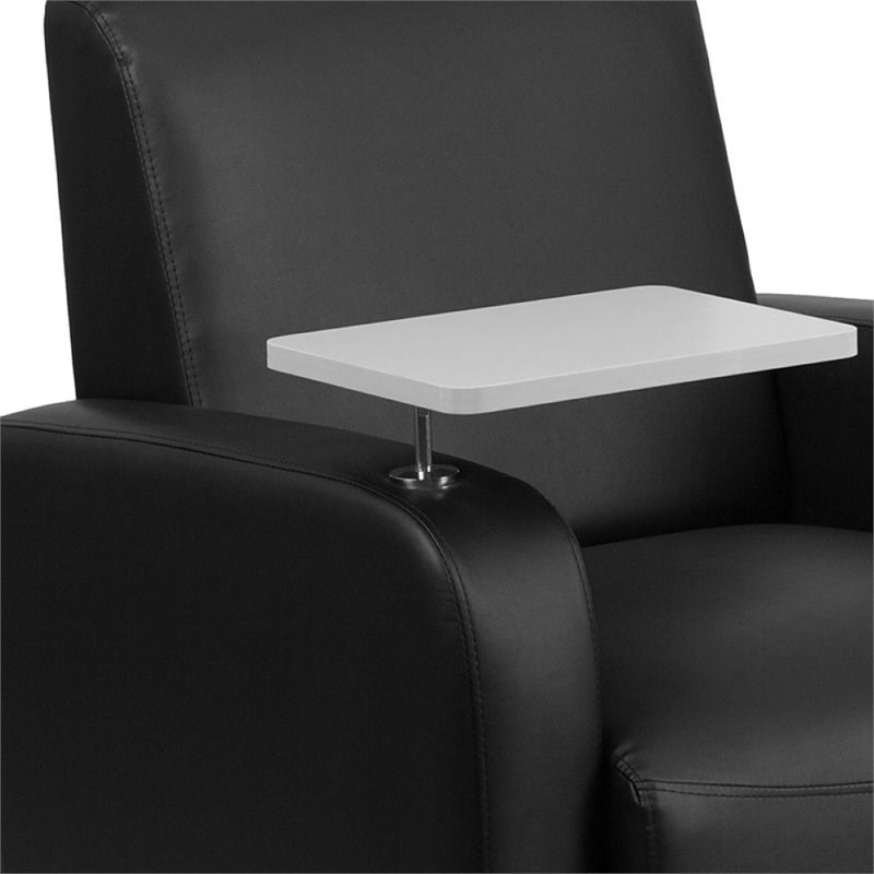 Flash Furniture Leather Guest Chair with Cup Holder in Black