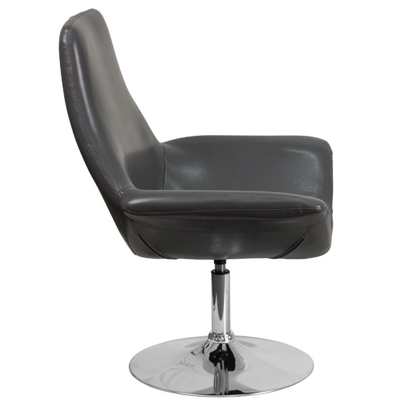 Flash Furniture Hercules Leather Swivel Reception Chair in Gray