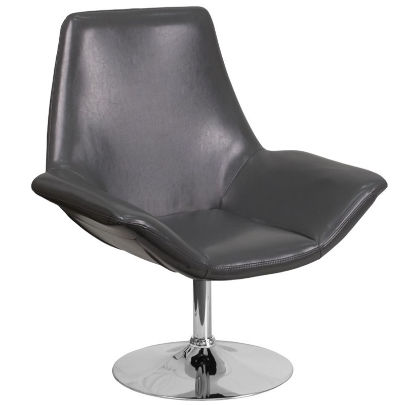 Flash Furniture Hercules Leather Swivel Reception Chair in Gray