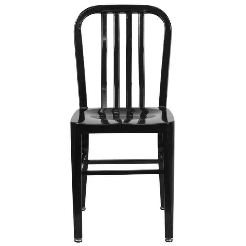Flash Furniture Metal Vertical Slat Back Dining Side Chair in Black