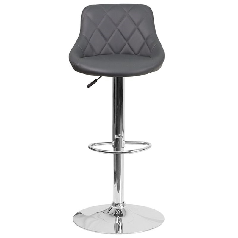 Flash Furniture Adjustable Quilted Bucket Seat Bar Stool in Gray
