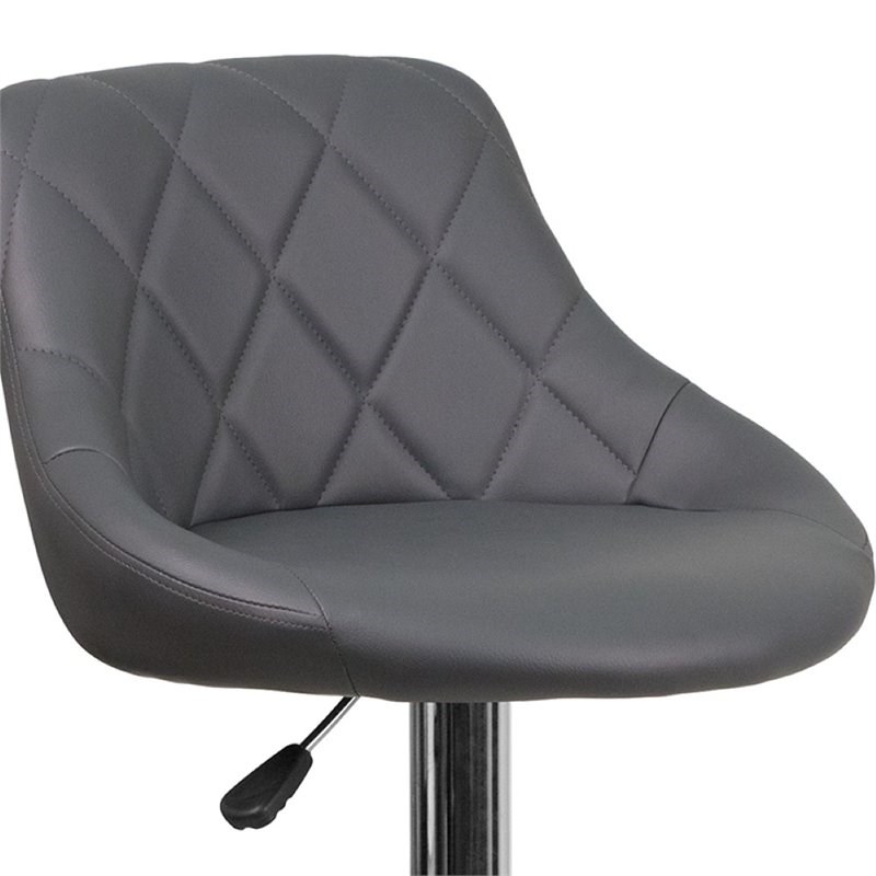 Flash Furniture Adjustable Quilted Bucket Seat Bar Stool in Gray
