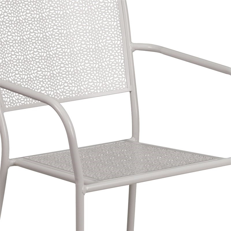 Flash Furniture Stackable Steel Square Back Patio Dining Side Chair in Silver