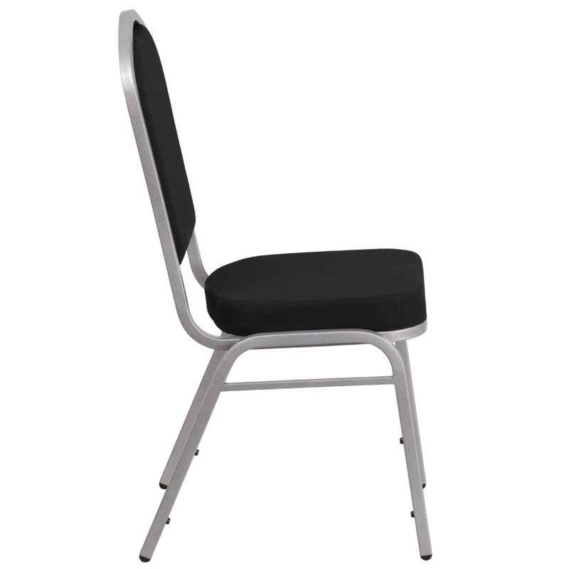 Flash Furniture Fabric Banquet Stack Chair in Silver and Black