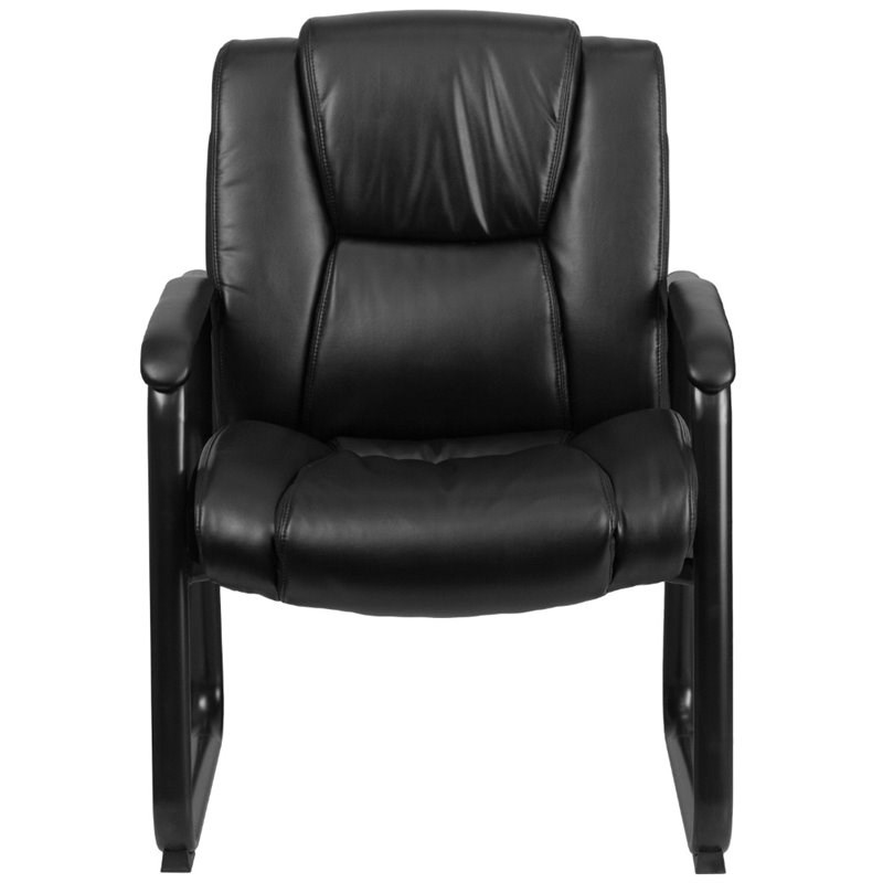 Flash Furniture Leather Office Reception Chair in Black