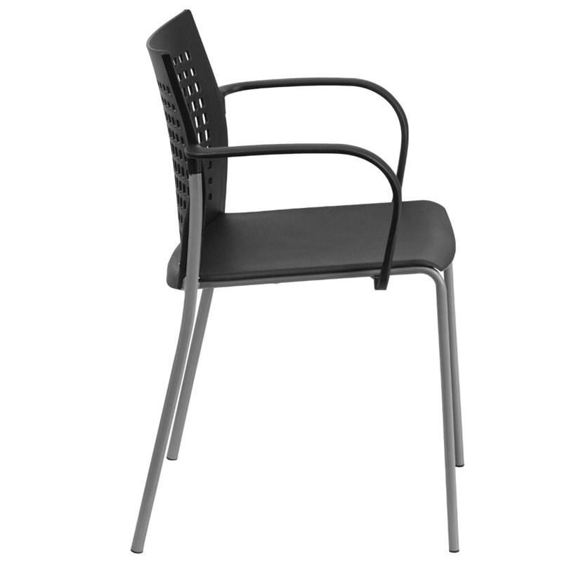 Flash Furniture Hercules Plastic Air Vent Back Stacking Chair in Black