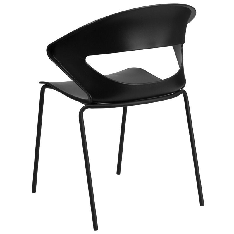 Flash Furniture Hercules Plastic Cafe Stacking Chair in Black