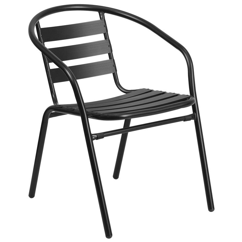 Flash Furniture Metal Stacking Patio Chair in Black