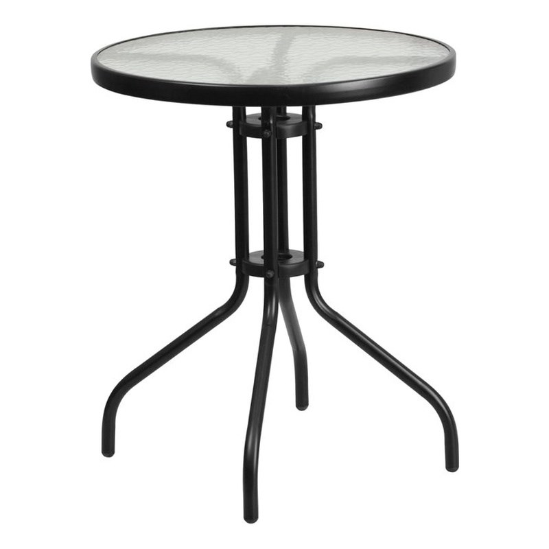 Flash Furniture 23.75Rd Glass Patio Table In Clear Black