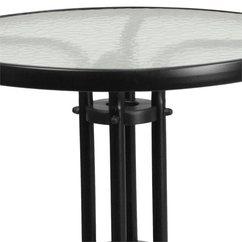 Flash Furniture 3 Piece Round Patio Bistro Set in Black