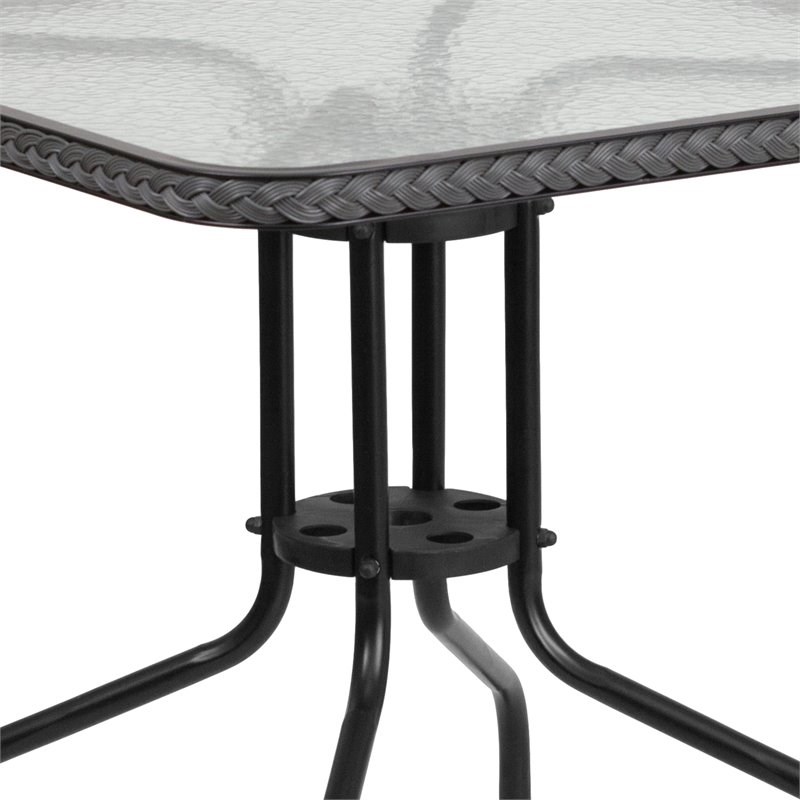 Flash Furniture 3 Piece Square Patio Dining Set in Black and Gray