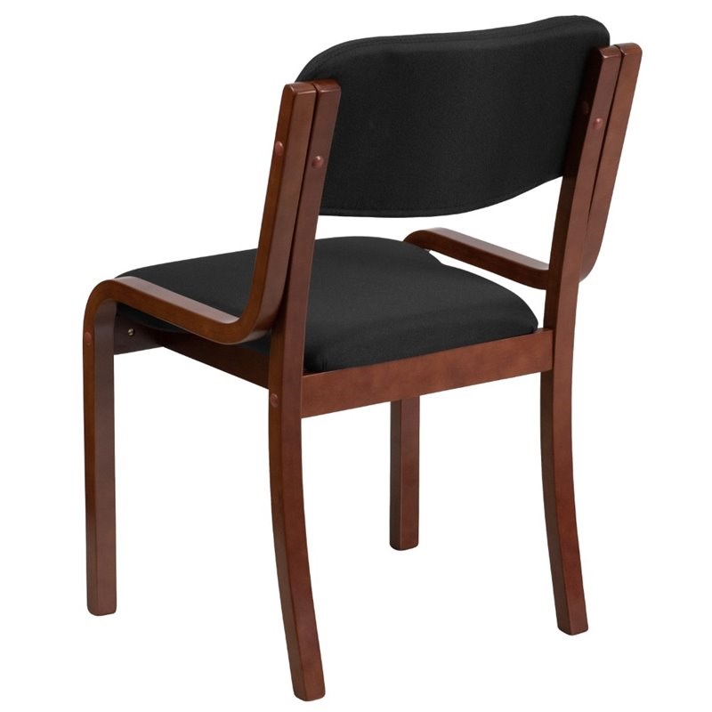 Flash Furniture Upholstered Reception Chair in Black and Walnut