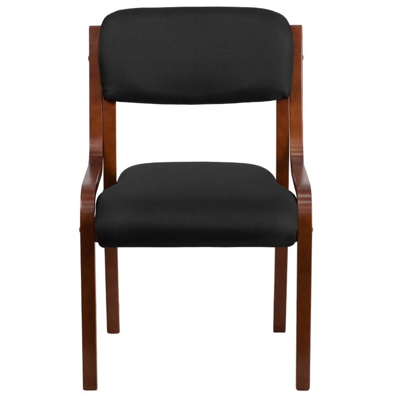 Flash Furniture Upholstered Reception Chair in Black and Walnut
