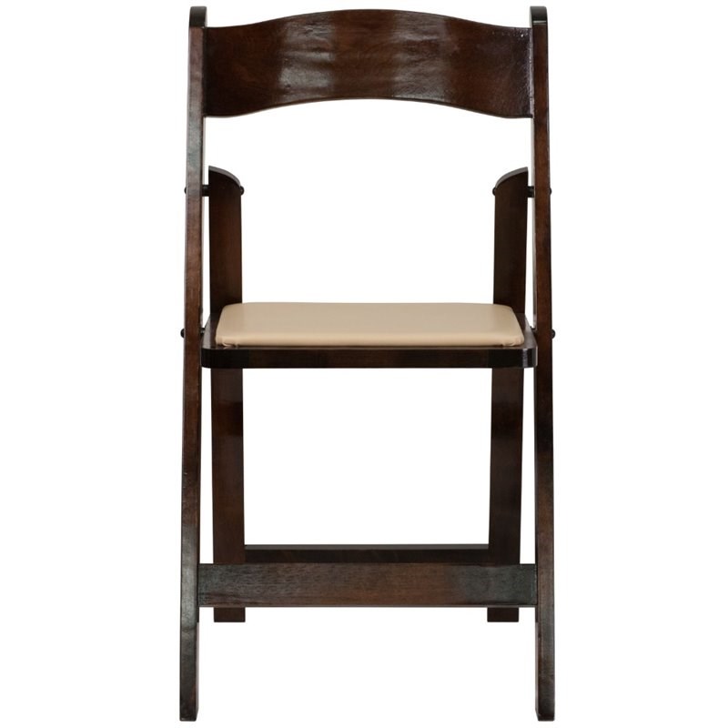 Flash Furniture Wood Folding Chair in Beige and Fruitwood