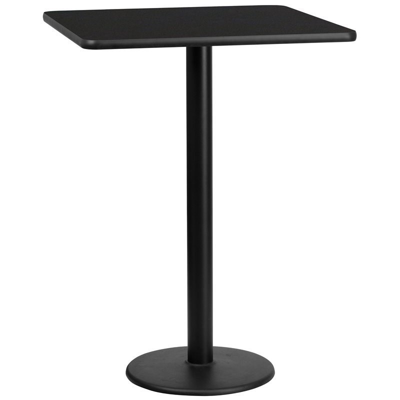 Flash Furniture 30Sq Laminate Table-Rd Base In Black