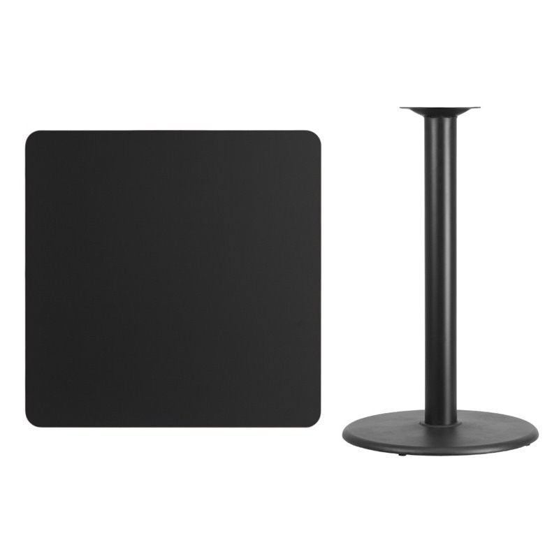 Flash Furniture 36Sq Laminate Table-Rd Base In Black