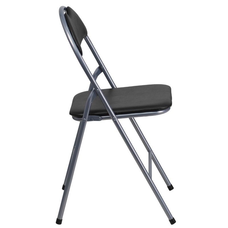 Flash Furniture Hercules Faux Leather Folding Chair in Black and Silver