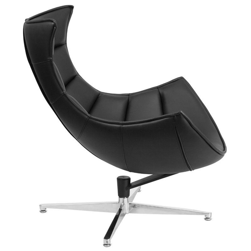 Flash Furniture Leather Cocoon Chair in Black