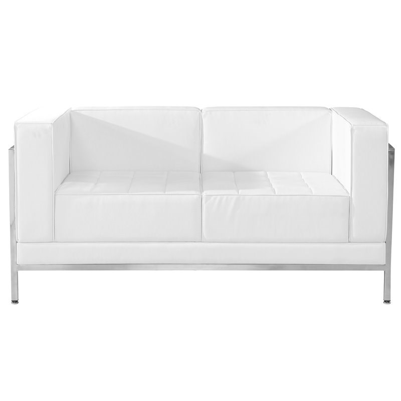 Flash Furniture Imagination Leather Reception Loveseat in White