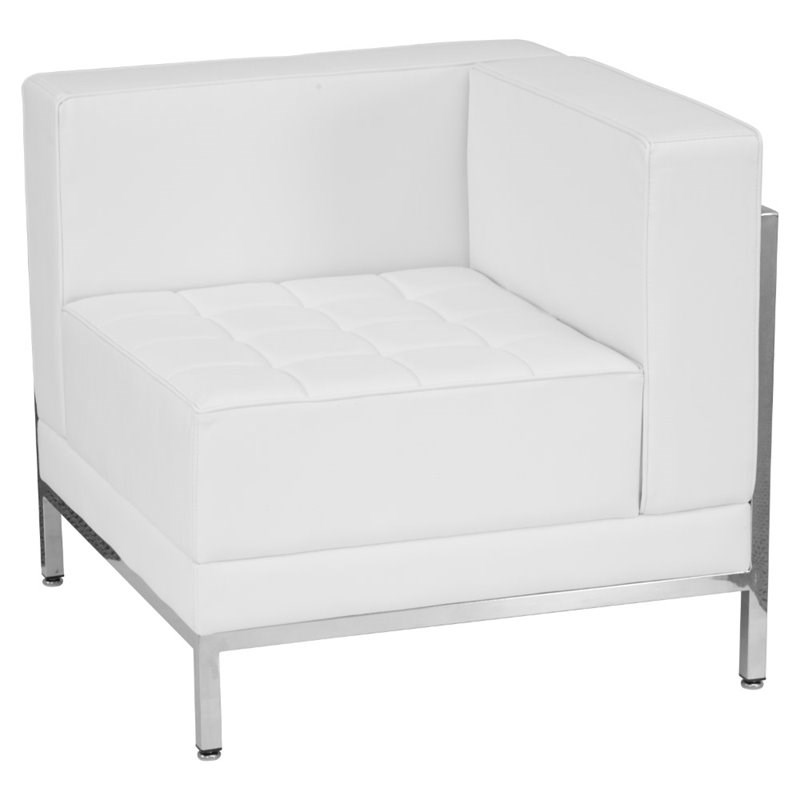 Flash Furniture Hercules Imagination Leather Tufted Right Corner Chair in White