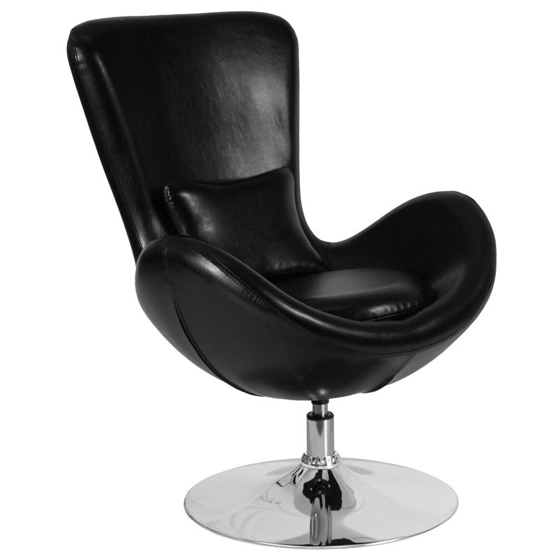 Flash Furniture Leather Egg Chair in Black