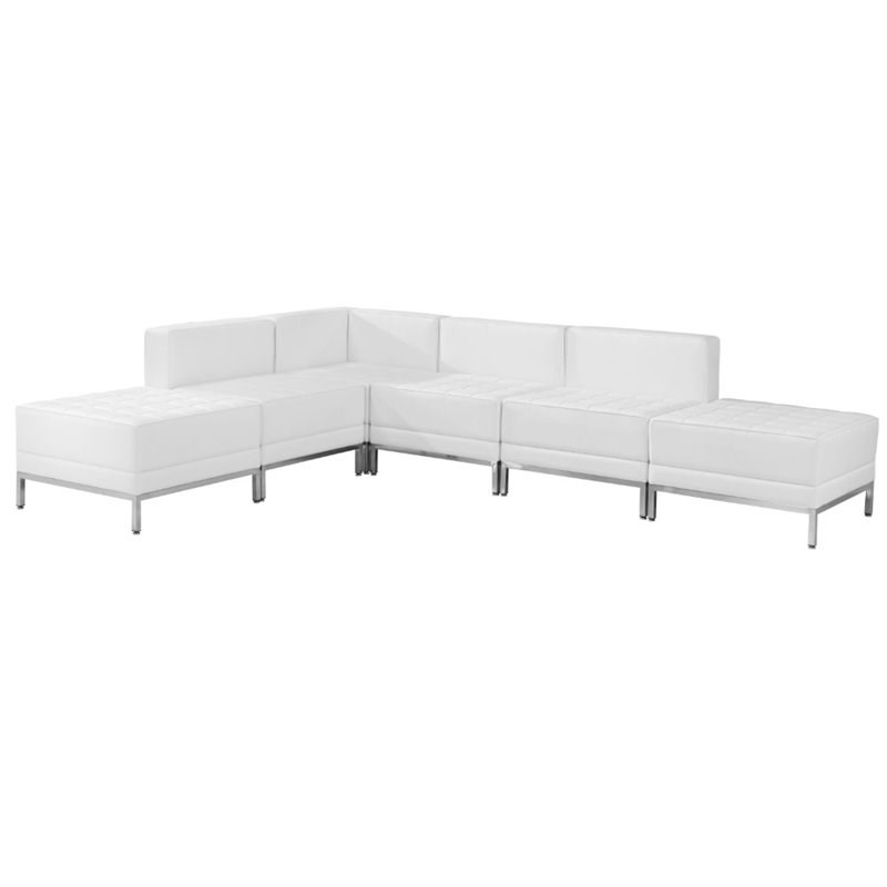Flash Furniture Imagination 6 Piece Leather Sectional Set in White